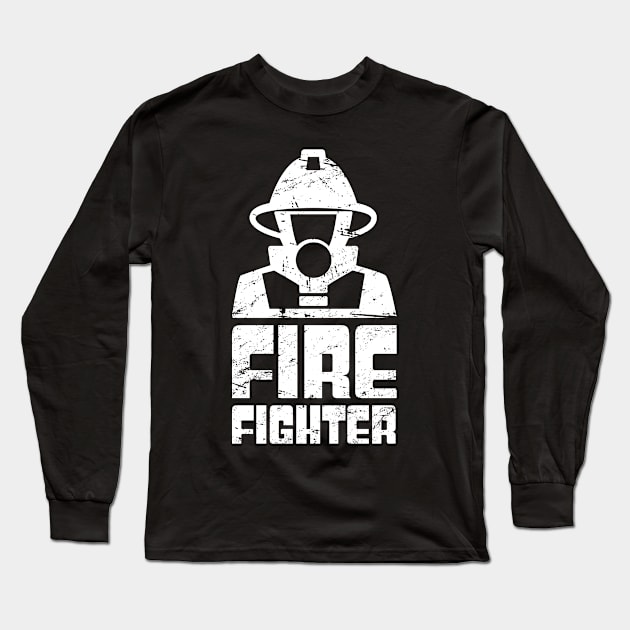 Distressed Firefighter Design Long Sleeve T-Shirt by MeatMan